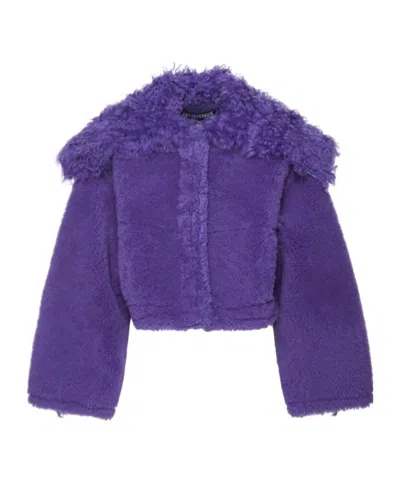 Jacquemus Short Fur Jacket In Purple