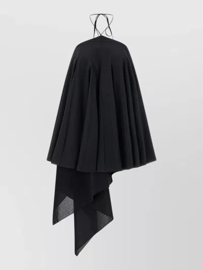 Jacquemus Courte Asymmetric Cotton-blend Crepon Halterneck Dress In Black