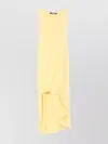 Jacquemus Draped Yellow Mini Dress With Unique Hem Knot