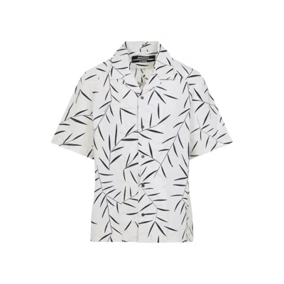 Jacquemus Leaf-print Short-sleeved Shirt In White