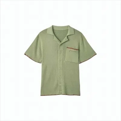 Jacquemus Short-sleeve Button-down Cardigan With Notched Collar In Green