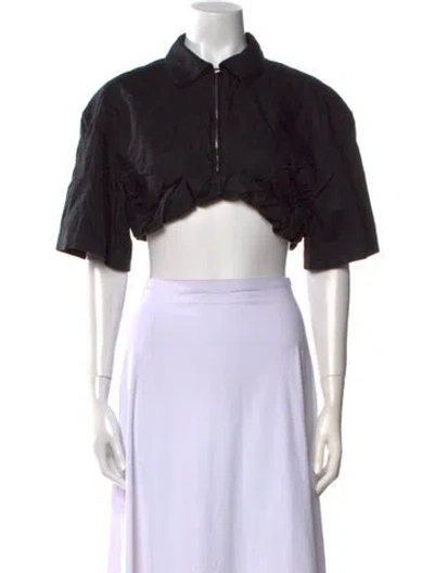 Pre-owned Jacquemus Short Sleeve Crop Top In Black