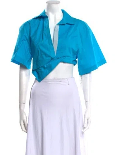 Pre-owned Jacquemus Short Sleeve Crop Top In Blue