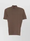 Jacquemus Short Sleeve Mock Neck Top With Shoulder Pads In Brown