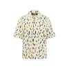 Jacquemus Yellow Cotton Jean Shirt With Playful Leaf Pattern In Neutrals