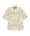 Jacquemus Yellow Cotton Jean Shirt With Playful Leaf Pattern In White
