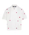Jacquemus 'la Chemise Jean' White Shirt With Cuban Collar And All-over Logo Motif In White