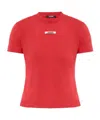 Jacquemus Crew Neck Short Sleeve Tops With Ribbed Detail In Red