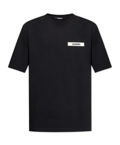 Jacquemus Logo-embroidered Cotton-jersey T-shirt In Black