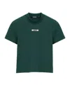 Jacquemus Gros Grain T-shirt With Distinctive Logo Detail In Green