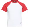 Jacquemus Raglan T-shirt With Red Sleeves And Subtle Logo In White