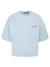 Jacquemus Cropped Logo Embroidered T-shirt In Blue