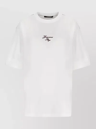 Jacquemus Short Sleeves Crew Neck Graphic Shirt In White
