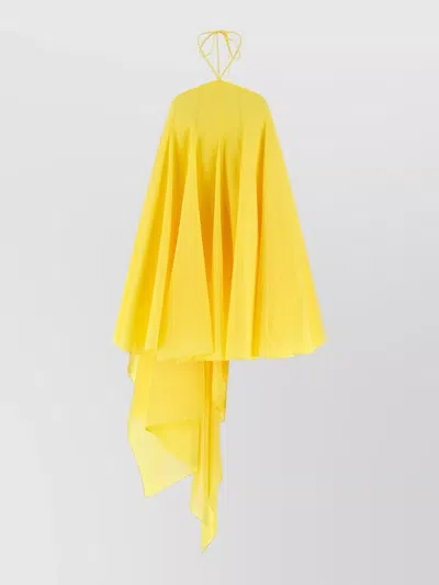 Jacquemus Courte Asymmetric Cotton-blend Crepon Halterneck Dress In Yellow