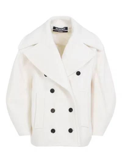 JACQUEMUS SHORT WHITE COAT JACQUEMUS