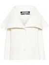 Jacquemus Draped-collar Virgin Wool Jacket With Oversized Pockets In Neutral
