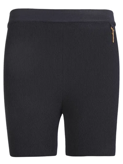 Jacquemus Viscose Blend Minimal Knitted Cyclist Shorts In Black