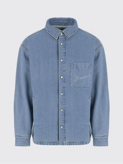 Jacquemus Artisan Shirt With Chest Pocket And Embroidery In Blue