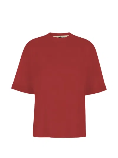 Jacquemus Short-sleeve T-shirt With Inner Grosgrain In Burgundy