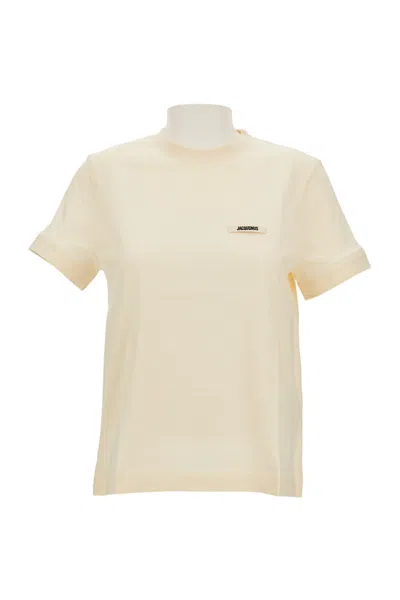 Jacquemus Short-sleeved Cotton Jersey T-shirt With Grosgrain Ribbon Detail In Multi