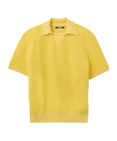 Jacquemus Short-sleeved Knit Polo Shirt In Yellow