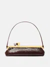 Jacquemus Crocodile Texture Top Handle Clutch Bag In Brown