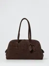 Jacquemus Structured Suede Leather Shoulder Bag In Brown