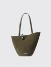 Jacquemus Medium Bambola Suede Bucket Bag In Green