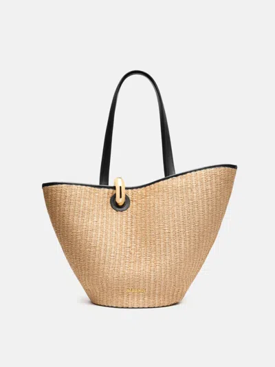 Jacquemus The Bambola Asymmetric Bucket Bag In Nude