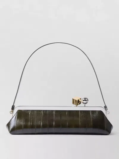 Jacquemus Shoulder Bag Structured Shape Textured Finish In Green
