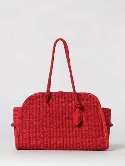 Jacquemus Medium Le Turismo Raffia Shoulder Bag In Burgundy