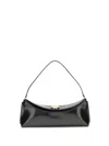 Jacquemus Curved Gold Handle Shoulder Bag In Black
