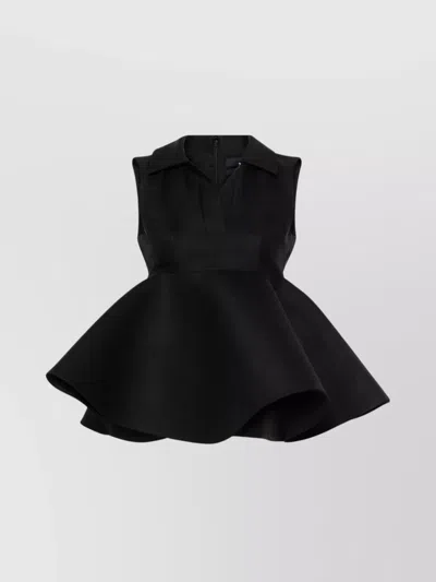 Jacquemus Shoulder Blouse Peplum Design V-neck In Black