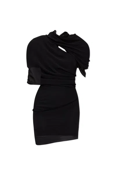 Jacquemus Knee Length Dress Asymmetric Design In Black