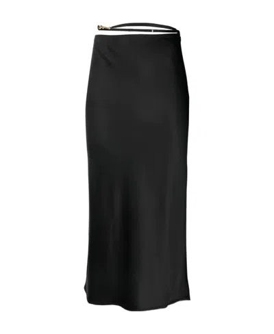 Jacquemus Logo Bucket Satin Midi Skirt In Black
