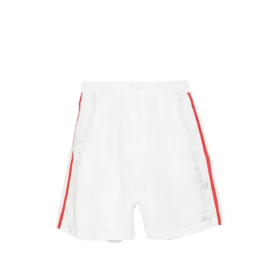 Jacquemus Side-stripe Chain-embroidered Bermuda Shorts In White