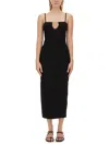 Jacquemus Embellished Ribbed-knit Midi Dress In Black