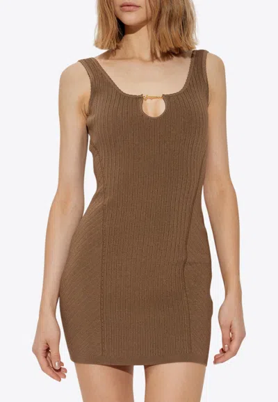 Jacquemus Womens Beige Sierra Ribbed-knit Mini Dress In Brown