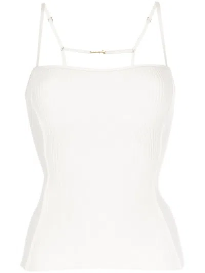 Jacquemus Sierra Ribbed Knit Sleeveless Top In White
