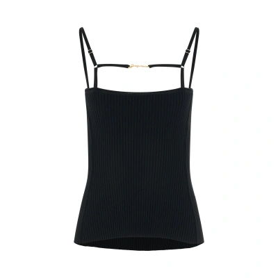 Jacquemus Sierra Sleeveless Lingerie Top In Black