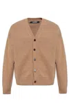 Jacquemus Logo Alpaca Cardigan Unique Pattern In Light Brown