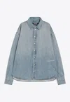 Jacquemus Signature Logo Denim Shirt In Blue
