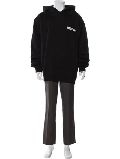 Pre-owned Jacquemus Signature Logo Graphic Print Hoodie In Black