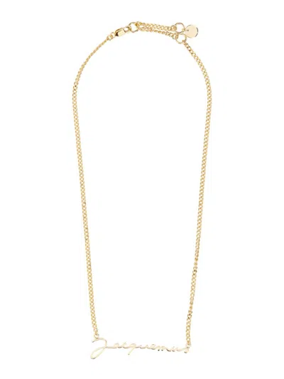 Jacquemus Signature Logo Pendant Necklace In Brass In Gold