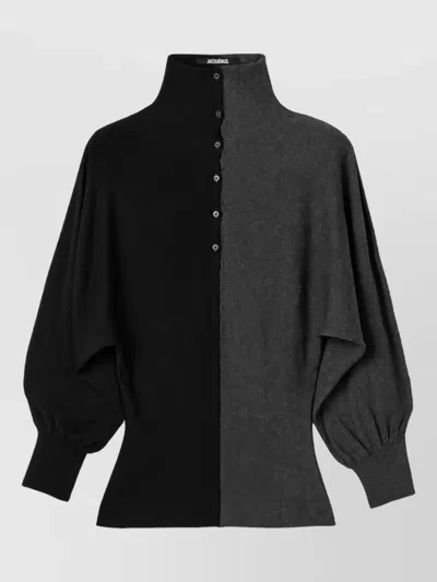 Jacquemus Silk Ribbed Turtleneck Long-sleeve Polo Shirt In Multi