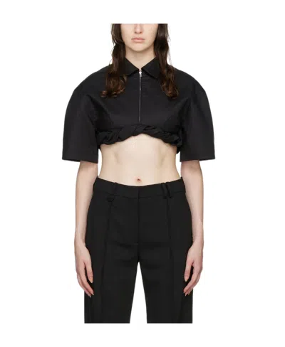 Jacquemus Silpa Cropped Shirt In Black