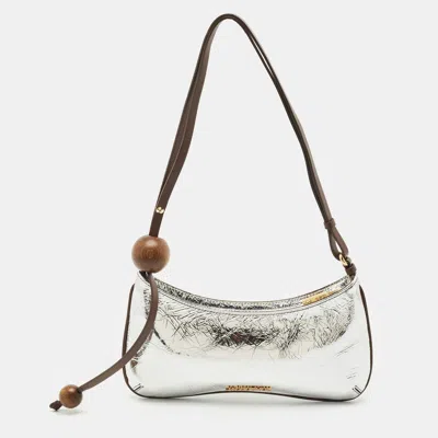 Pre-owned Jacquemus Silver Laminated Leather Le Bisou Perle Shoulder Bag