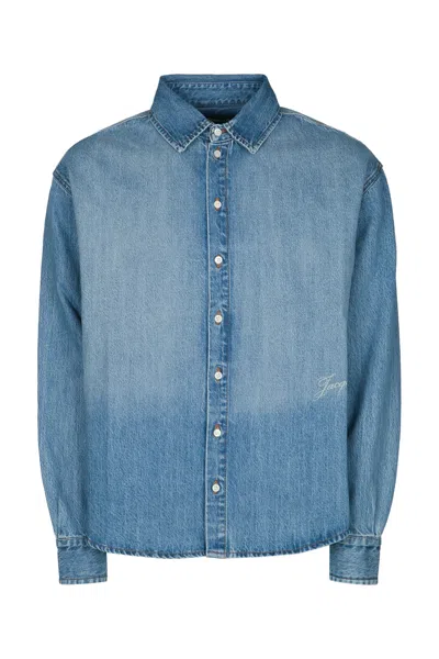 Jacquemus Simon 100% Cotton Denim-style Shirt In Blue