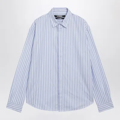 Jacquemus Simon Blue Striped Cotton Shirt In White