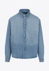 Jacquemus La Chemise De-nimes Simon With Embroidered Logo Clothing In Blue